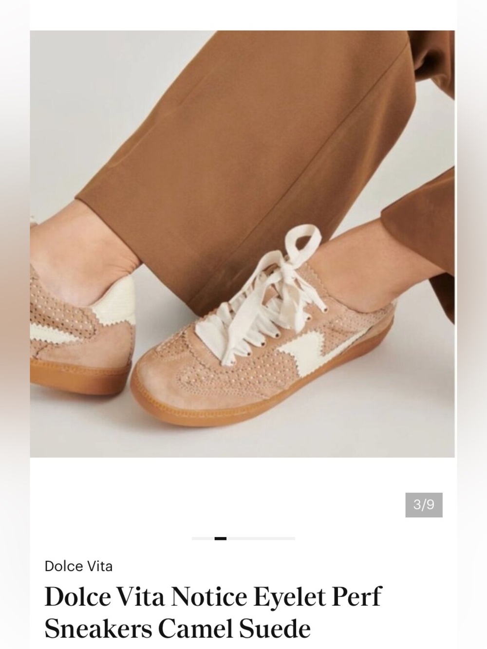 Dolce Vita Women’s Suede Perforated Lace-Up Sneakers in Beige NWT - Picture 2 of 8
